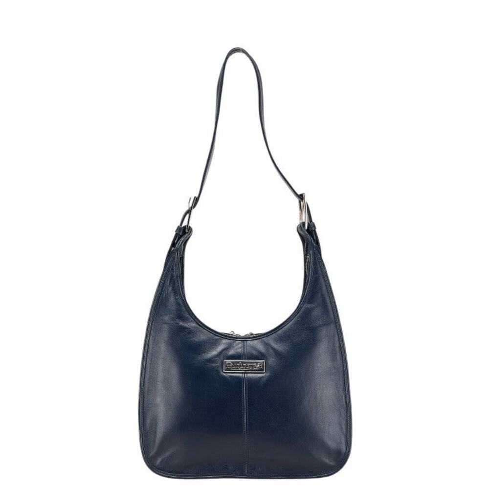 Burberry Nova Check Leather One Shoulder Bag Navy